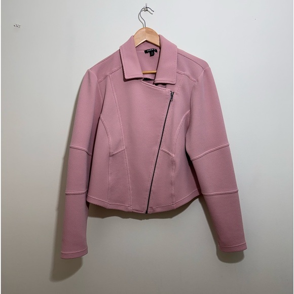 Torrid Asymmetrical Waffle Knit Moto Jacket Women's Pink Full-Zip Long Sleeve L - Picture 2 of 16